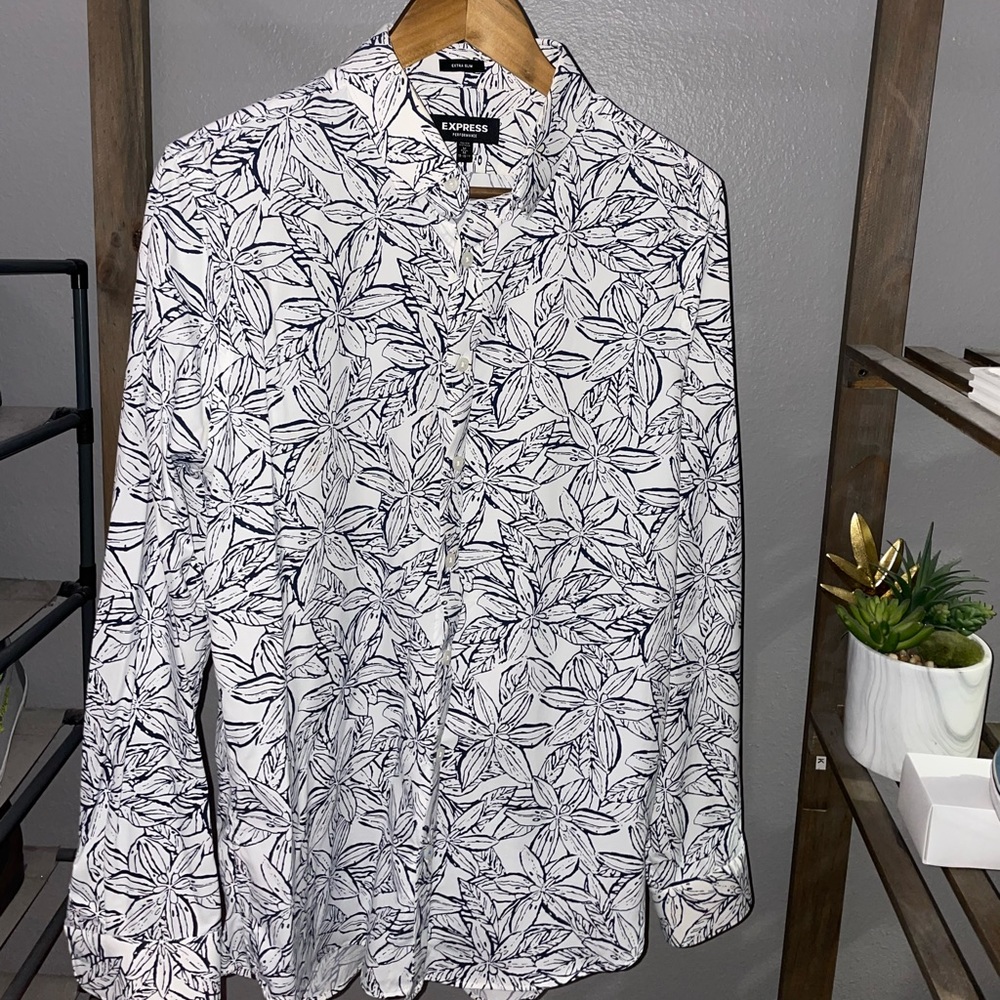 Express Slim Fit Performance Fit Button Down - image 1